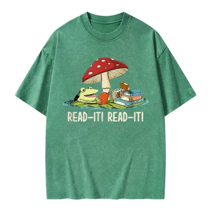 Pagewings Mushroom Read it Book Unisex Washed T-shirt