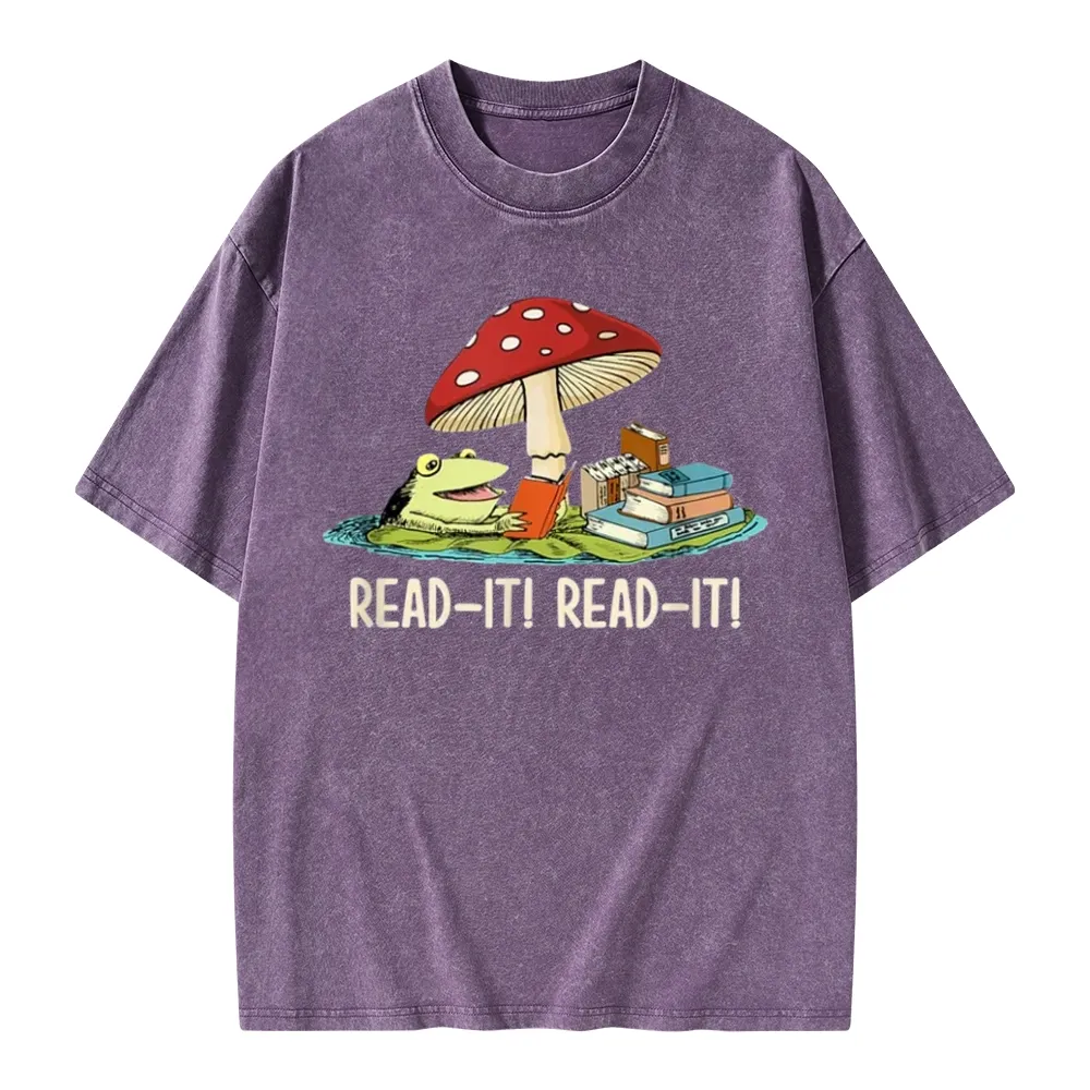 Pagewings Mushroom Read it Book Unisex Washed T-shirt