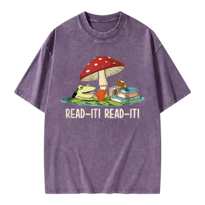 Pagewings Mushroom Read it Book Unisex Washed T-shirt
