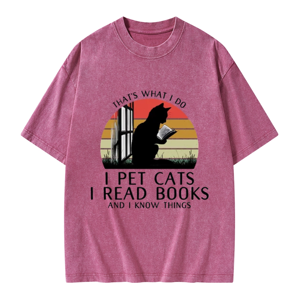 Pagewings Cat And BookUnisex Washed T-shirt