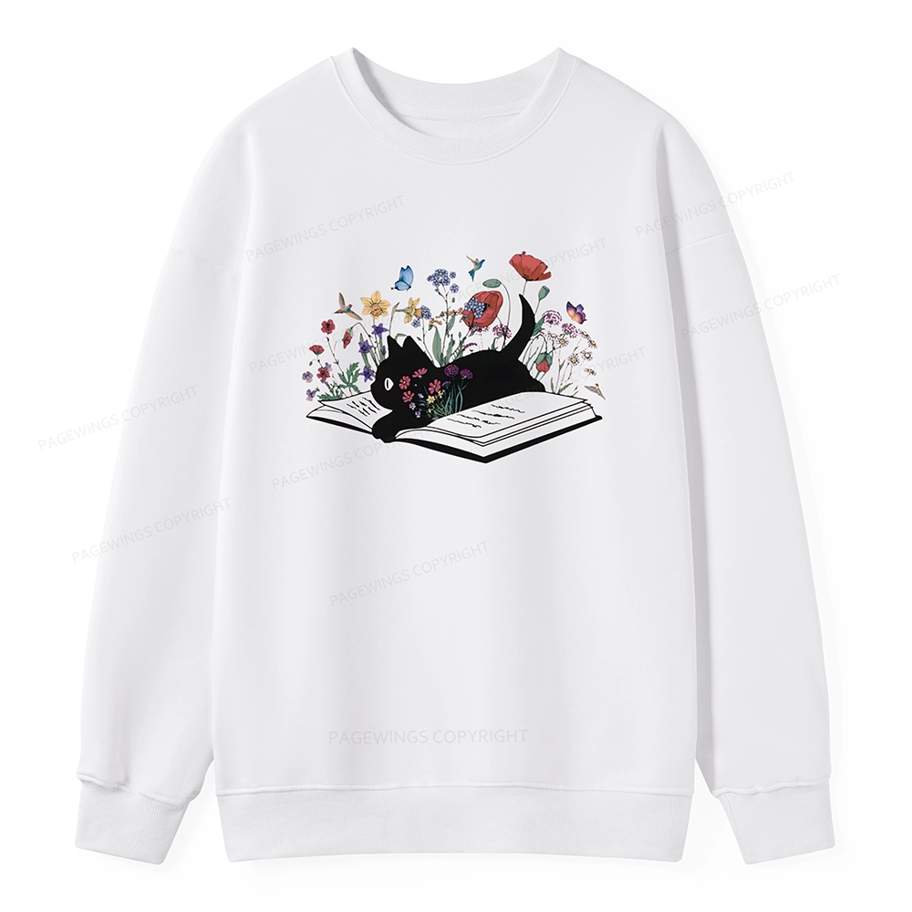 Pagewings Cute Book Cat Unisex Classic Sweatshirt