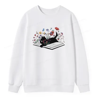 Pagewings Cute Book Cat Unisex Classic Sweatshirt