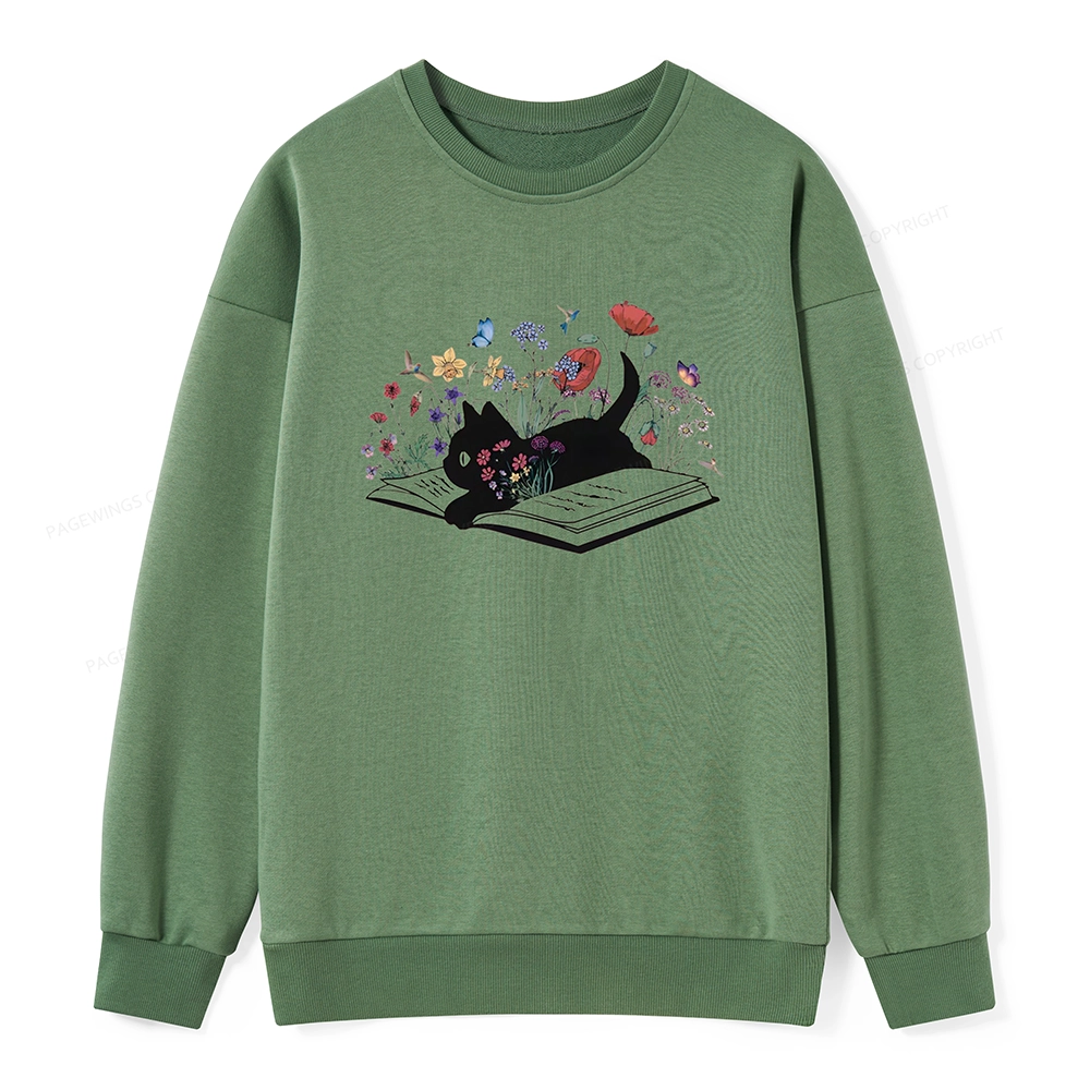 Pagewings Cute Book Cat Unisex Classic Sweatshirt