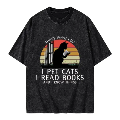 Pagewings Cat And BookUnisex Washed T-shirt