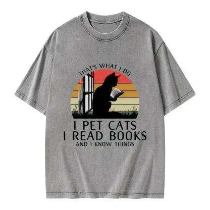 Pagewings Cat And BookUnisex Washed T-shirt