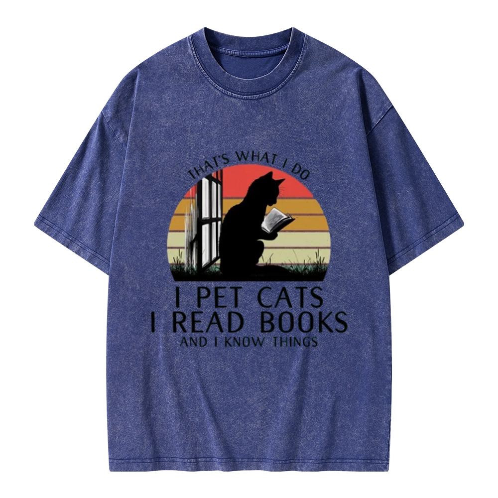 Pagewings Cat And BookUnisex Washed T-shirt