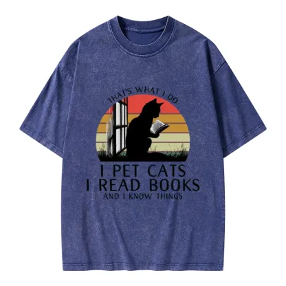 Pagewings Cat And BookUnisex Washed T-shirt