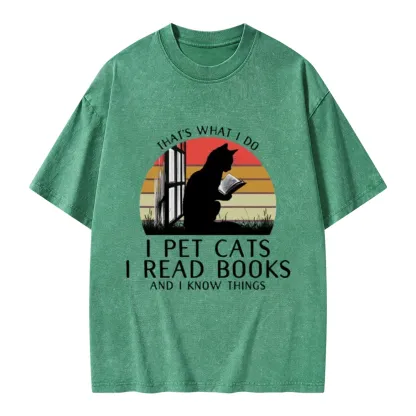 Pagewings Cat And BookUnisex Washed T-shirt