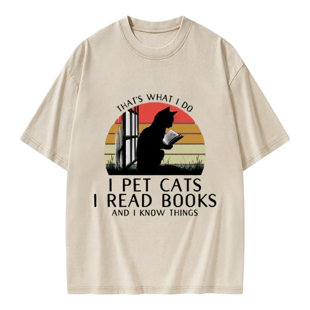 Pagewings Cat And BookUnisex Washed T-shirt