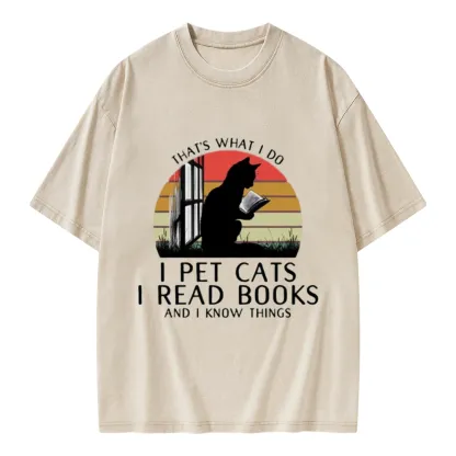 Pagewings Cat And BookUnisex Washed T-shirt
