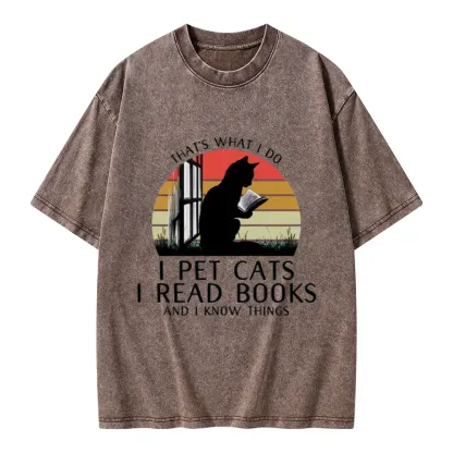 Pagewings Cat And BookUnisex Washed T-shirt
