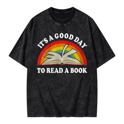 Pagewings It‘s A Good Day To Read A Book Unisex Washed T-shirt