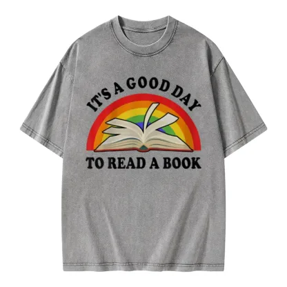 Pagewings It‘s A Good Day To Read A Book Unisex Washed T-shirt