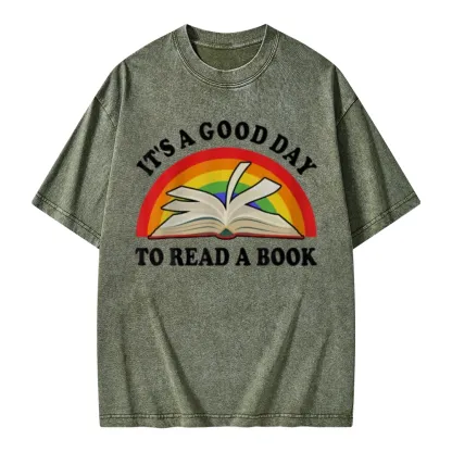 Pagewings It‘s A Good Day To Read A Book Unisex Washed T-shirt