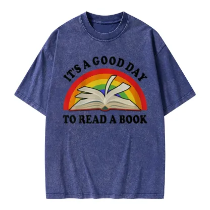 Pagewings It‘s A Good Day To Read A Book Unisex Washed T-shirt