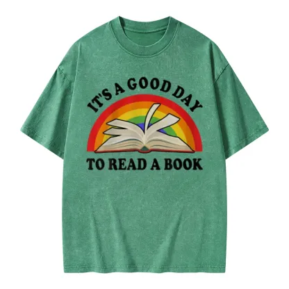 Pagewings It‘s A Good Day To Read A Book Unisex Washed T-shirt