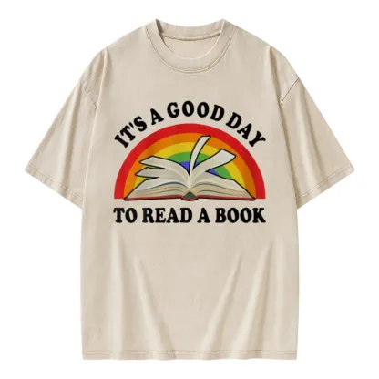 Pagewings It‘s A Good Day To Read A Book Unisex Washed T-shirt