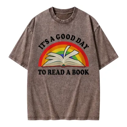 Pagewings It‘s A Good Day To Read A Book Unisex Washed T-shirt