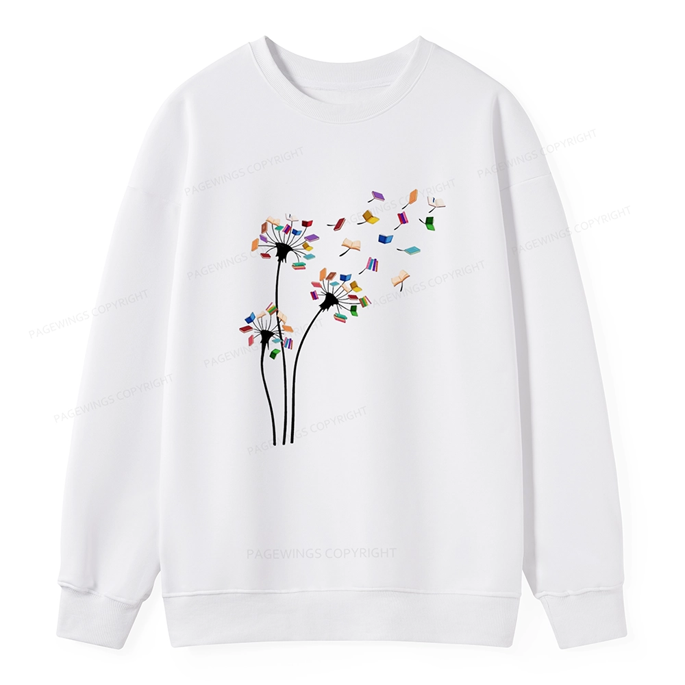 Pagewings Cute Dandelion Books Flower Fly Unisex Classic Sweatshirt