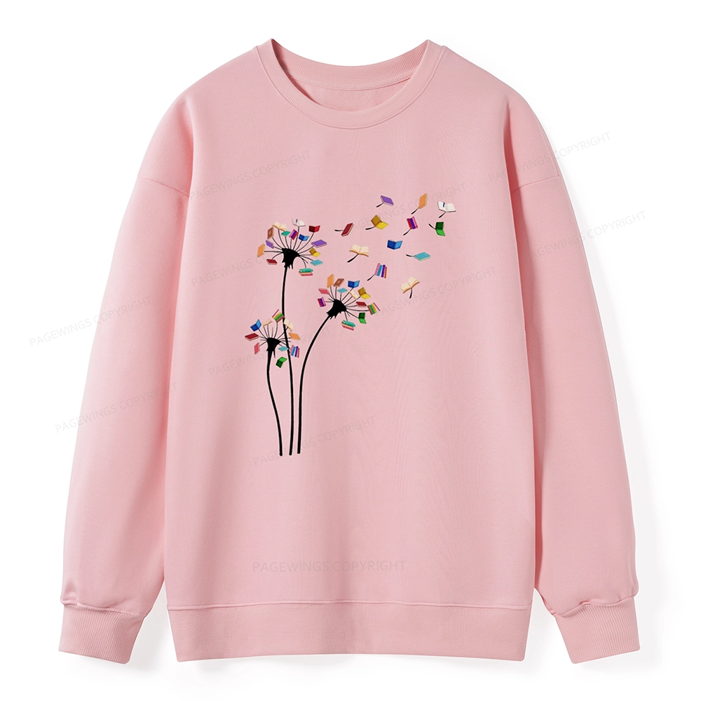 Pagewings Cute Dandelion Books Flower Fly Unisex Classic Sweatshirt