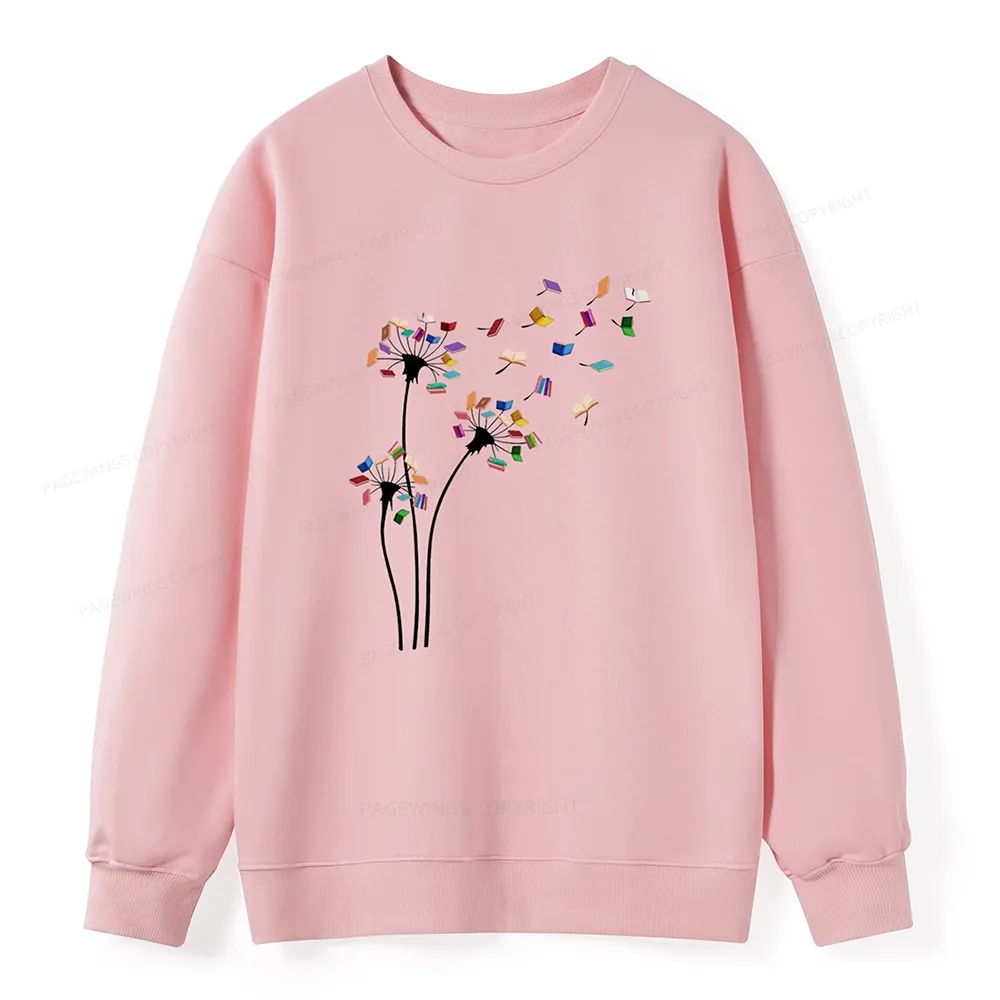 Pagewings Cute Dandelion Books Flower Fly Unisex Classic Sweatshirt
