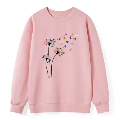 Pagewings Cute Dandelion Books Flower Fly Unisex Classic Sweatshirt