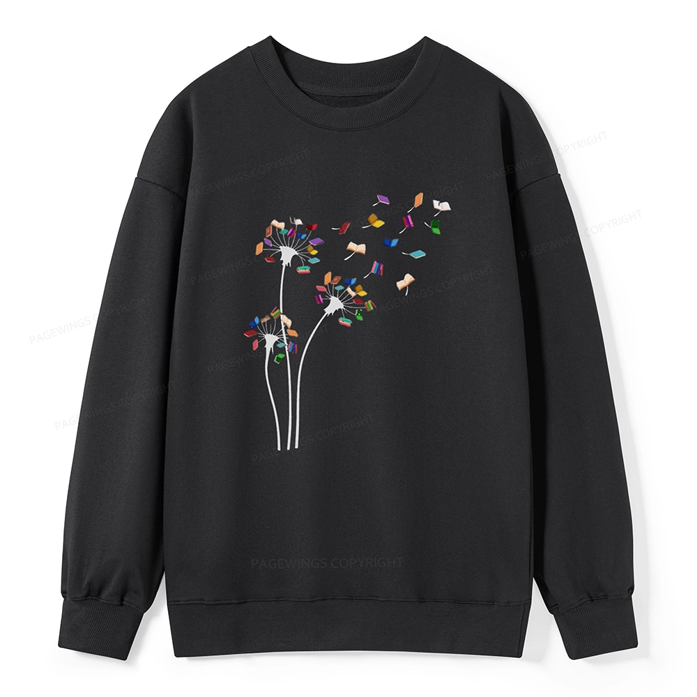 Pagewings Cute Dandelion Books Flower Fly Unisex Classic Sweatshirt