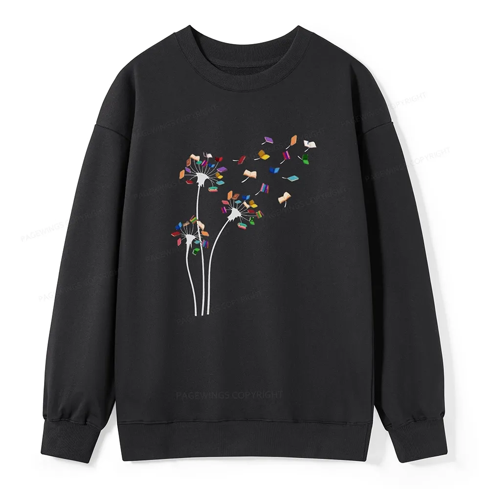 Pagewings Cute Dandelion Books Flower Fly Unisex Classic Sweatshirt