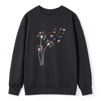 Pagewings Cute Dandelion Books Flower Fly Unisex Classic Sweatshirt