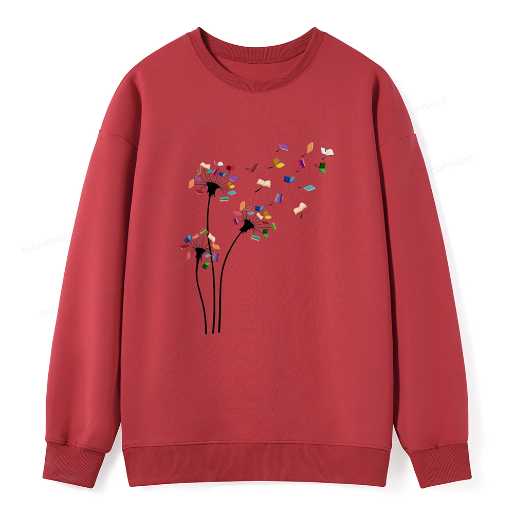 Pagewings Cute Dandelion Books Flower Fly Unisex Classic Sweatshirt