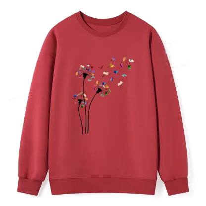 Pagewings Cute Dandelion Books Flower Fly Unisex Classic Sweatshirt