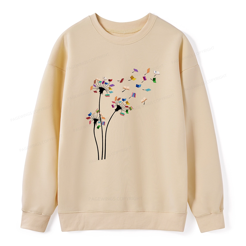Pagewings Cute Dandelion Books Flower Fly Unisex Classic Sweatshirt