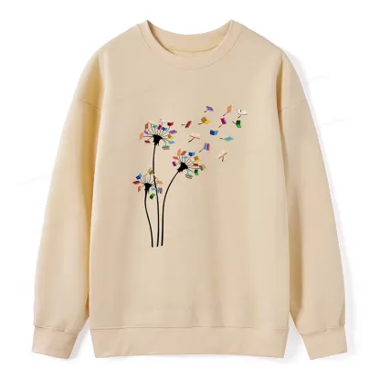 Pagewings Cute Dandelion Books Flower Fly Unisex Classic Sweatshirt