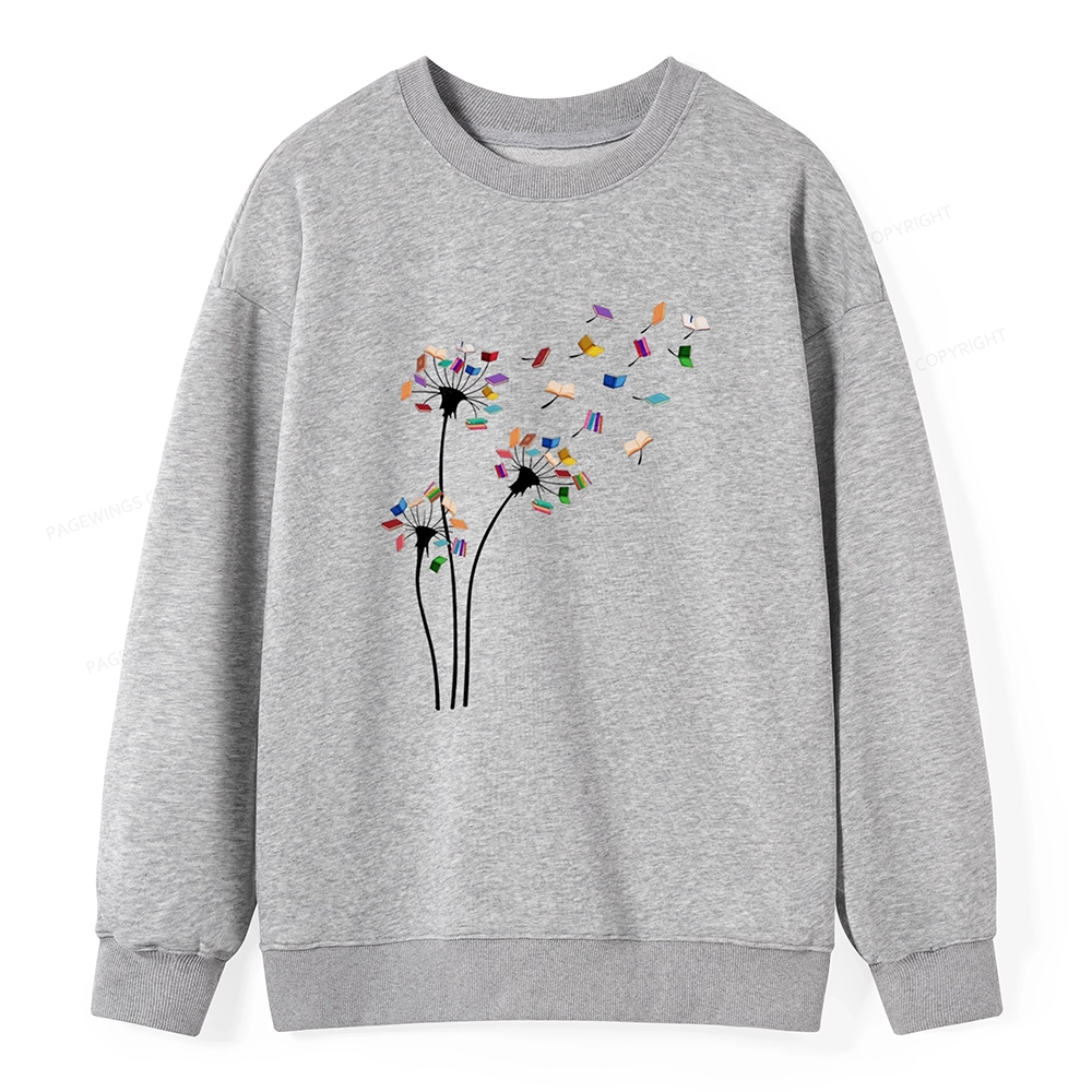 Pagewings Cute Dandelion Books Flower Fly Unisex Classic Sweatshirt