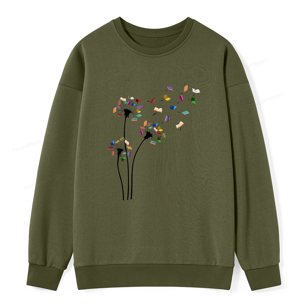 Pagewings Cute Dandelion Books Flower Fly Unisex Classic Sweatshirt