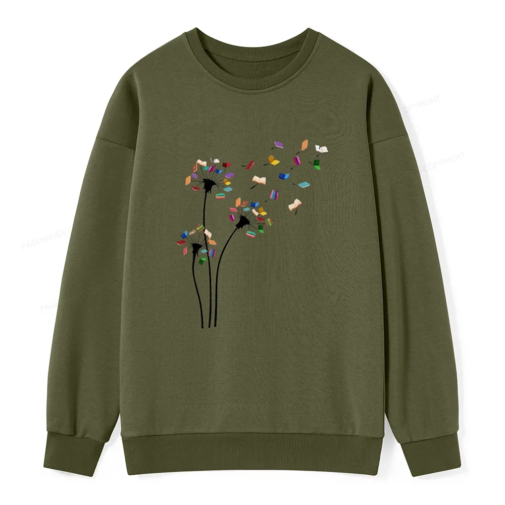 Pagewings Cute Dandelion Books Flower Fly Unisex Classic Sweatshirt