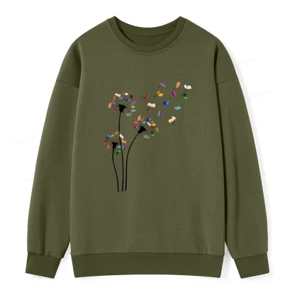 Pagewings Cute Dandelion Books Flower Fly Unisex Classic Sweatshirt