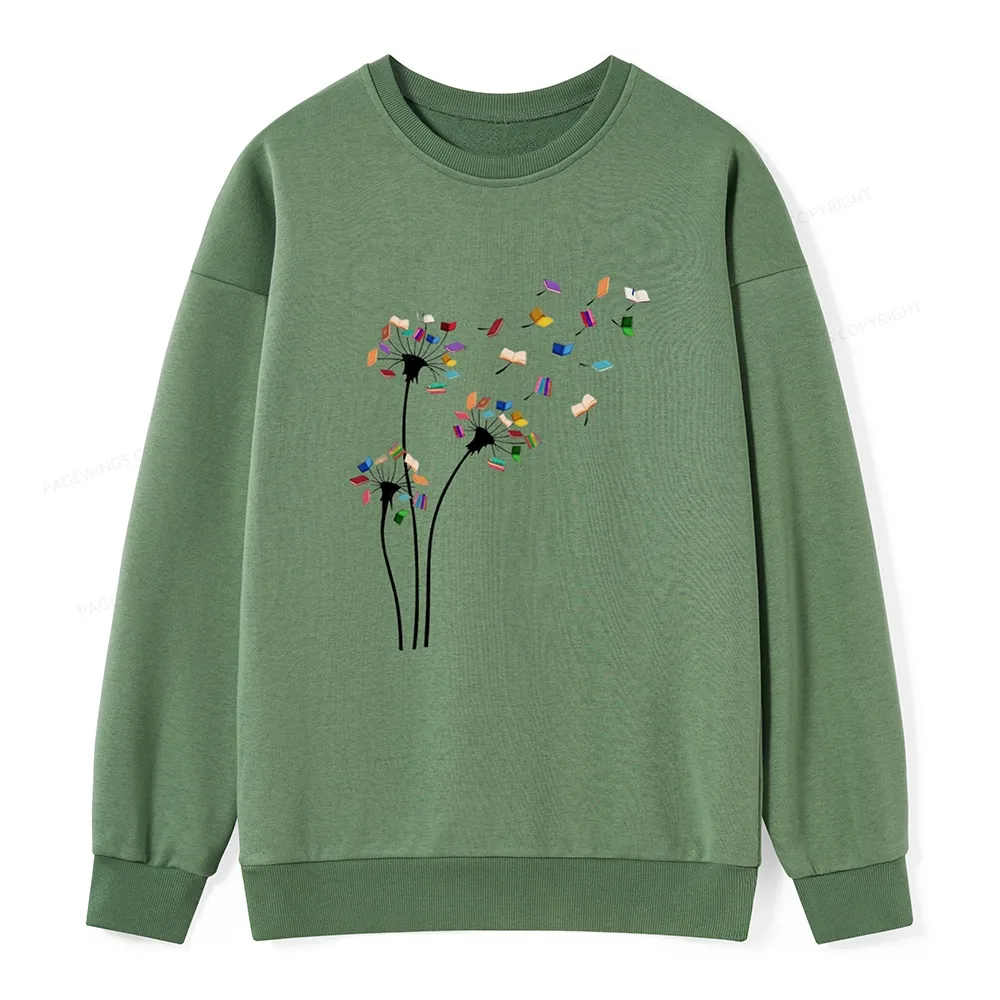 Pagewings Cute Dandelion Books Flower Fly Unisex Classic Sweatshirt