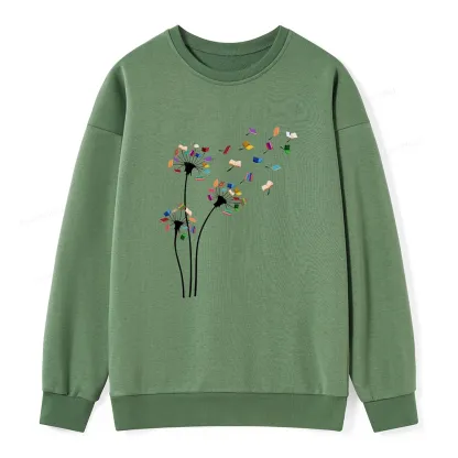 Pagewings Cute Dandelion Books Flower Fly Unisex Classic Sweatshirt