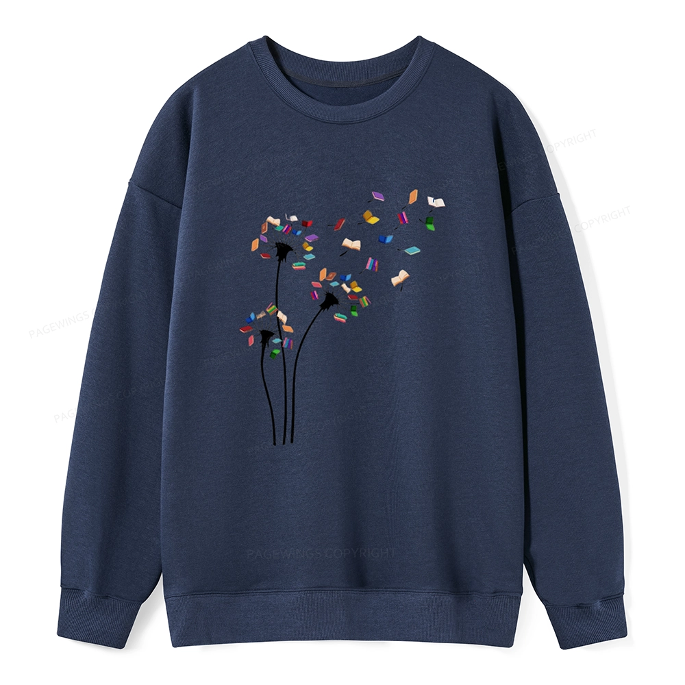 Pagewings Cute Dandelion Books Flower Fly Unisex Classic Sweatshirt