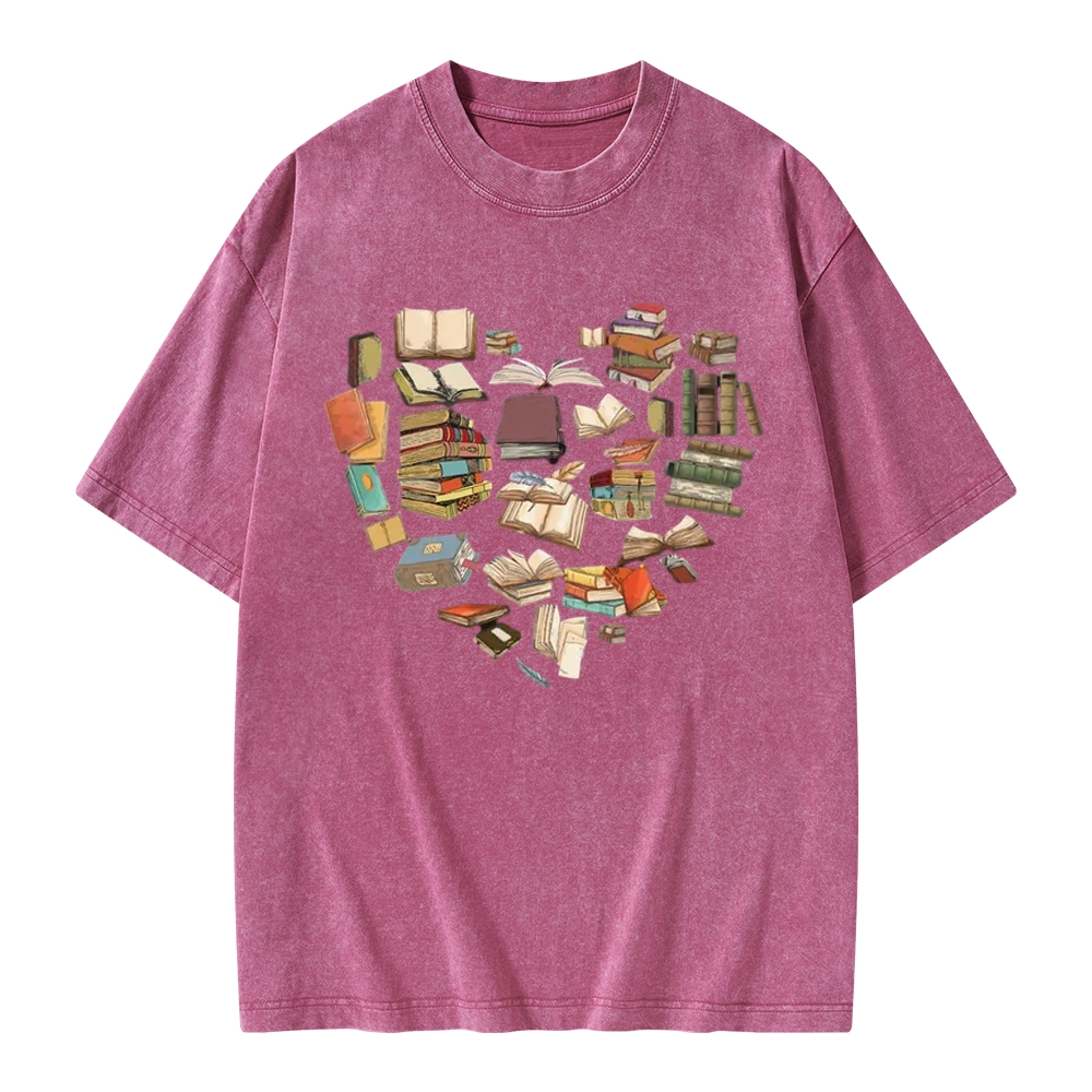 Pagewings Book Heart For Men And Women Unisex Washed T-shirt