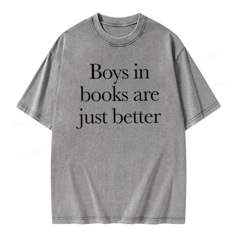Pagewings Boys In Books Better Unisex Washed T-shirt