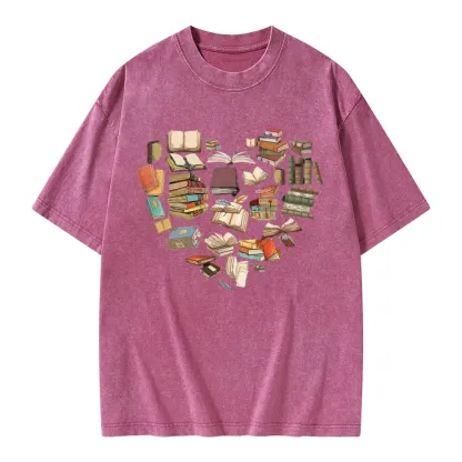 Pagewings Book Heart For Men And Women Unisex Washed T-shirt