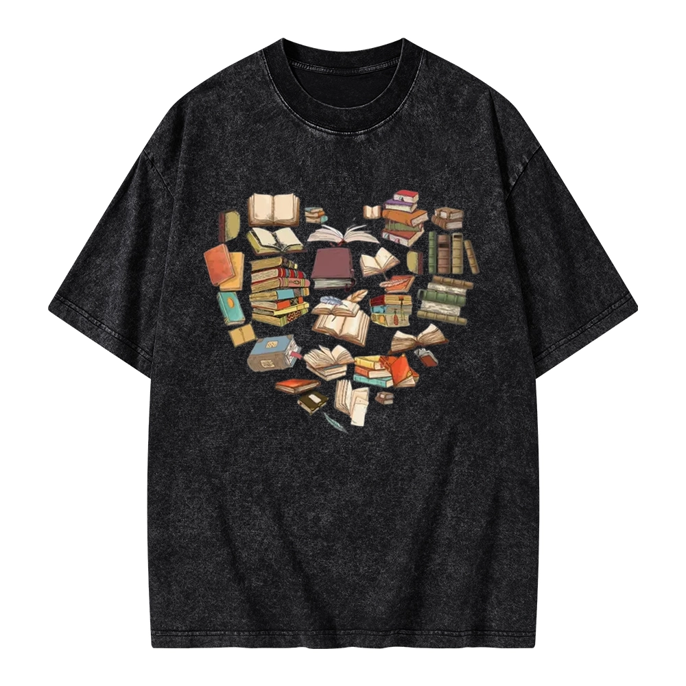 Pagewings Book Heart For Men And Women Unisex Washed T-shirt