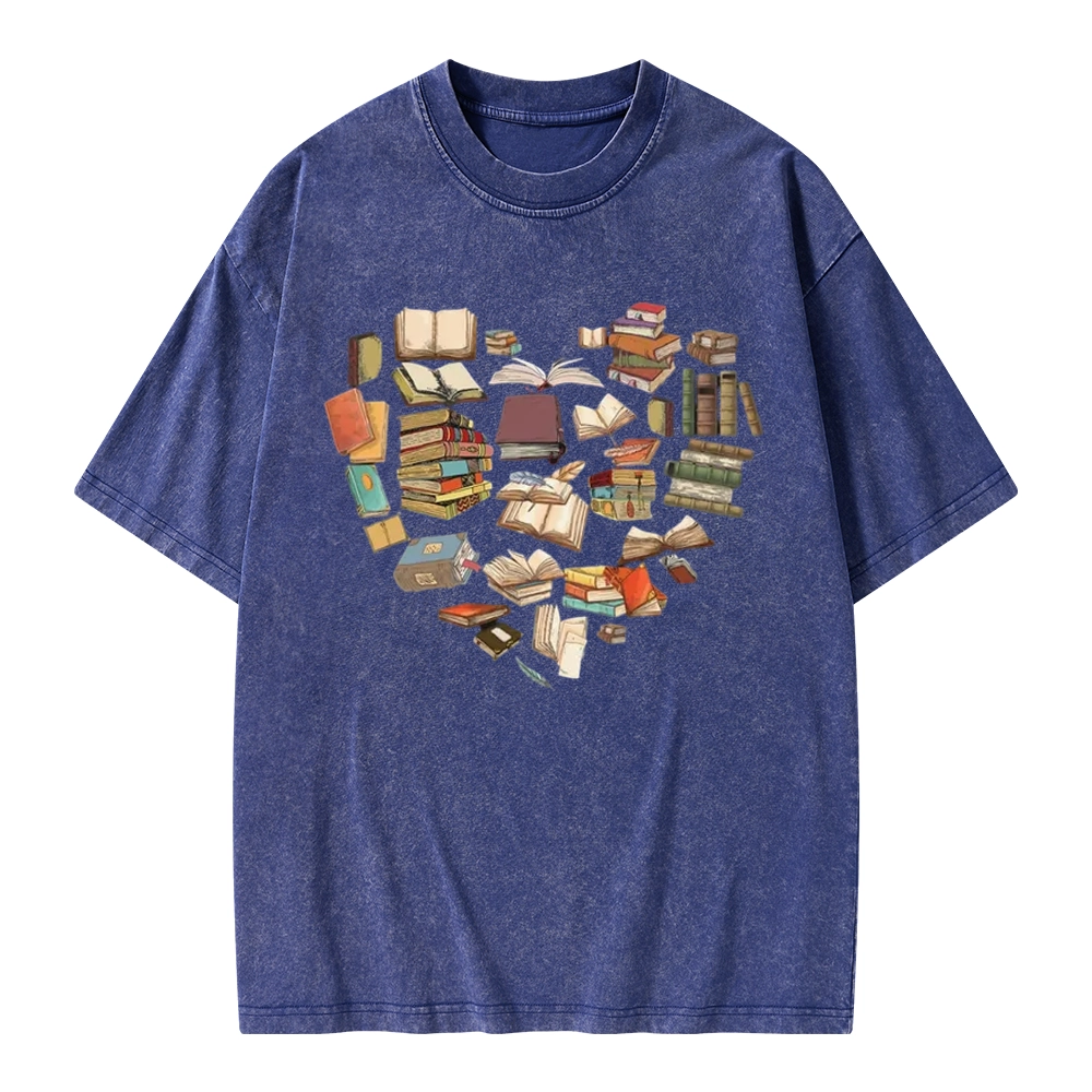 Pagewings Book Heart For Men And Women Unisex Washed T-shirt