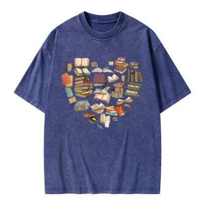 Pagewings Book Heart For Men And Women Unisex Washed T-shirt