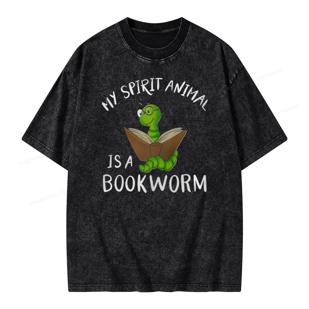 Pagewings My Spirit Anima Is A Bookworm Unisex Washed T-shirt