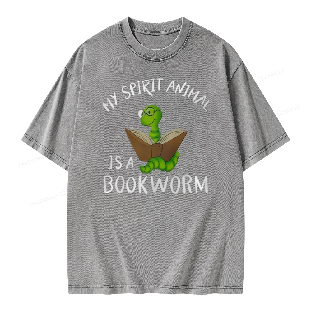 Pagewings My Spirit Anima Is A Bookworm Unisex Washed T-shirt