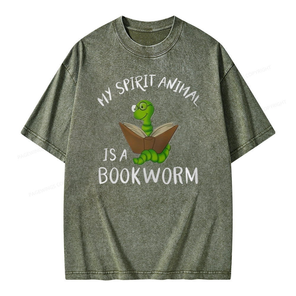 Pagewings My Spirit Anima Is A Bookworm Unisex Washed T-shirt