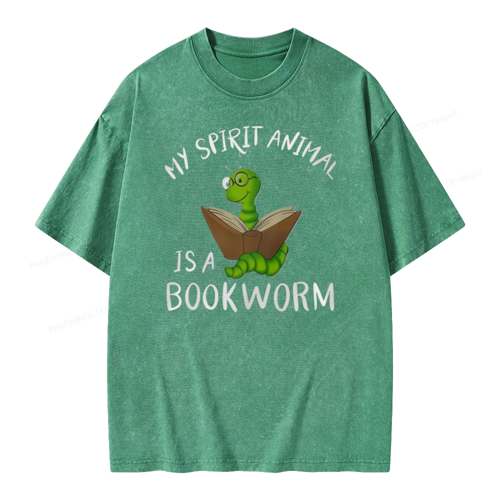 Pagewings My Spirit Anima Is A Bookworm Unisex Washed T-shirt